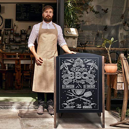 40" Double-Sided Standing Blackboard, Wooden A-Frame Rustic Chalkboard, Removable Archaistic Sidewalk Chalkboard, Indoor and Outdoor Menu Sign Board, Wedding Signage
