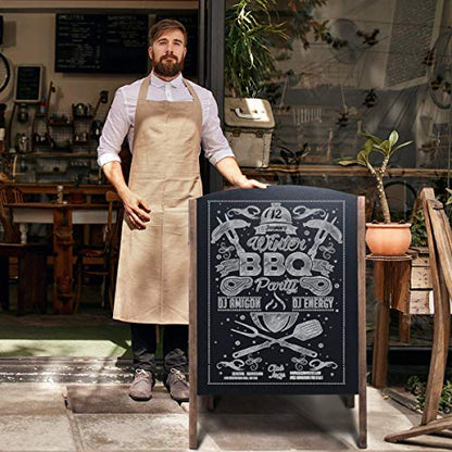 40" Double-Sided Standing Blackboard, Wooden A-Frame Rustic Chalkboard, Removable Archaistic Sidewalk Chalkboard, Indoor and Outdoor Menu Sign Board, Wedding Signage