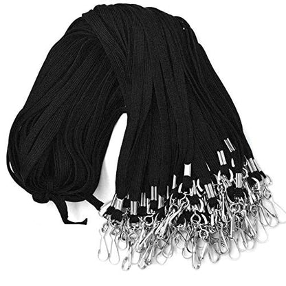 Beebel Lanyards 100 Pack Black Lanyards with Swivel Hook Clips for ID Name Badge Holder - color: Black, size: 100 Pack