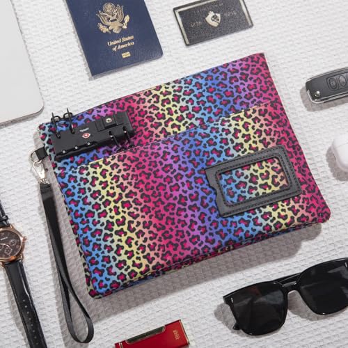 KOSMCCO Lockable Money Bag, Neon Leopard, 11x8.6 Inch - color: Neon Leopard