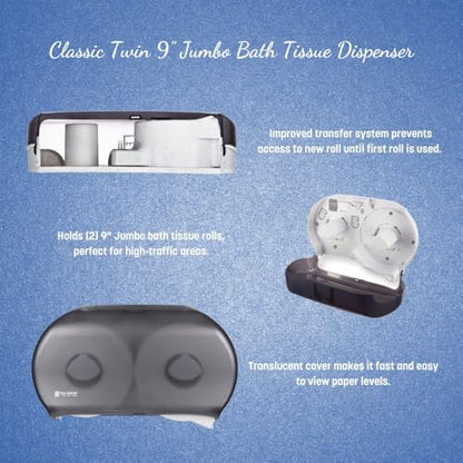 San Jamar R4000TBL Arctic Blue Classic Twin Jumbo Roll Toilet Tissue Dispenser - color: Arctic Blue, style: Classic