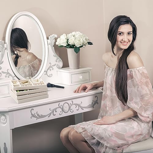 Inbagi 12 Pcs Velvet Jewelry Tray Stackable Drawer Organizer Beige