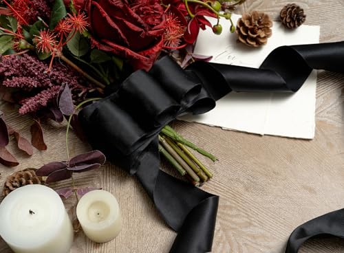Keypan Black Satin Ribbon Double-Faced Wired 2-1/2 Inch x 10 Yards - color: Black, size: 2-1/2"