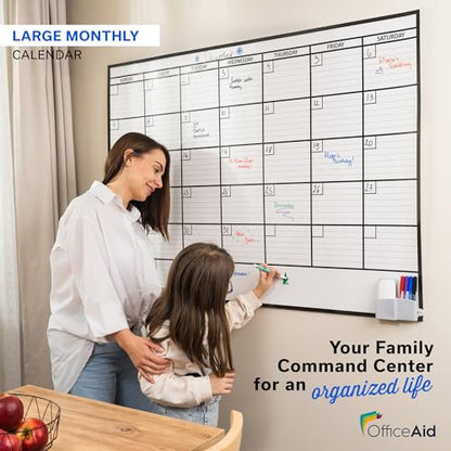 Large Dry Erase Calendar for Wall 36x48, Big Classroom Giant Month, Undated Reusable Family Monthly, Rolled Whiteboard White Board, Calendar Dry Erase Planner for Wall Erasable Large Office 48x36 - size: 48"W x 36"H