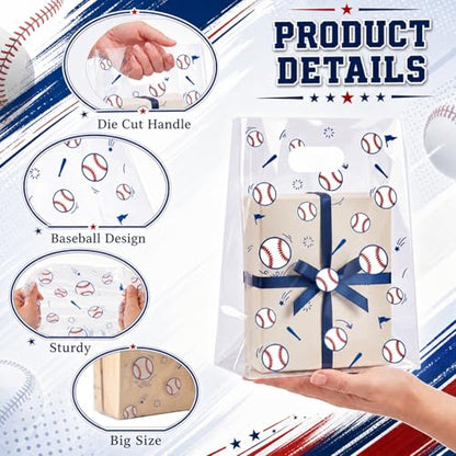 Pasimy 12 Pcs Baseball Gift Bags with Handles, Clear Baseball Plastic Bags - style: Clear Baseball