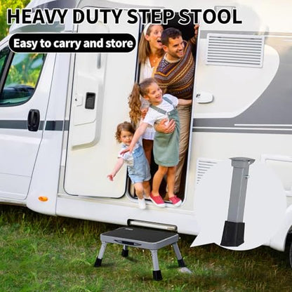 RV Step Stool Foldable 1-Step Ladder Sturdy Metal Stable Step Stool with a Non-Slip Platform Supports up to 500 lb with Non-Slip Rubber Feet, Easy to Carry - size: 1-Step
