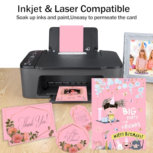 Goefun 80lb 24 Sheets Pink Cardstock 8.5 x 11 Thick Paper - color: pink, size: 8.5x11