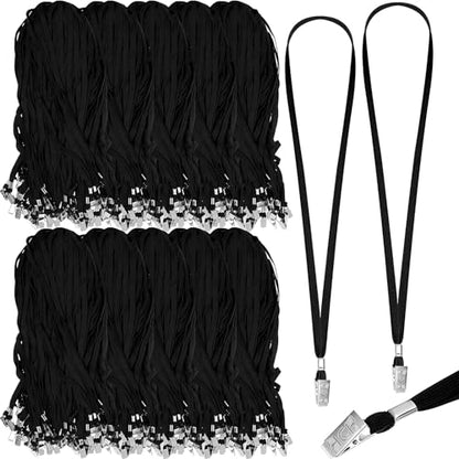 1000 Pack Bulk Lanyards for ID Name Badges Holder,Black - color: Black