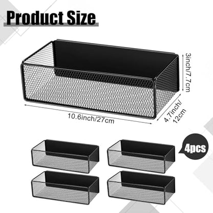 Tioncy 4 Pcs Magnetic Storage Bin Magnetic Locker Organizer for Pegboard Refrigerator Shelves Basket Container Wire Storage Holder for Kitchen Home Whiteboard(Black,10.6''l) - size: 10.6''L