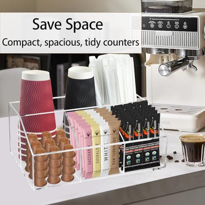 Coffee Tea Station Organizer Sugar Tea Drink Packets Holder for Countertop - color: Clear