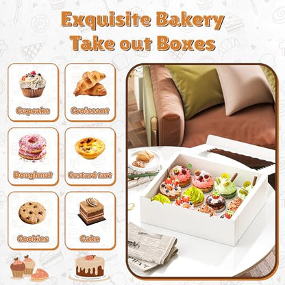 RYDDOY 4 Pack White Cupcake Boxes, Hold 12 Count Cupcake, Cupcake Carriers - color: White