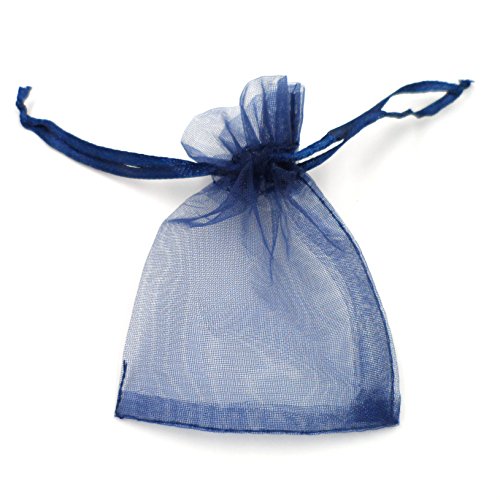ATCG 50pcs 8x12 Inches Large Drawstring Sheer Organza Bags Decoration Festival Wedding Party Favor Makeup Pouches (Navy Blue) - color: Navy Blue