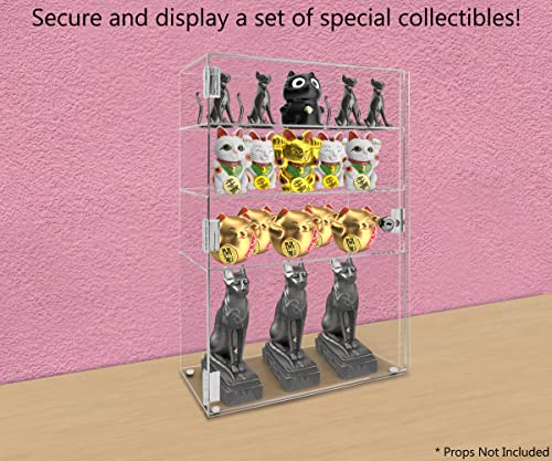 Marketing Holders Acrylic Locking Vertical Cabinet with Keys 12" x 6" x 19" Clear Tall Countertop Locker One Piece No Assembly with Swinging Door for Retail Merchandise - size: 12" x 6" x 19"