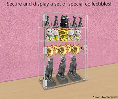 Marketing Holders Acrylic Locking Vertical Cabinet with Keys 12" x 6" x 19" Clear Tall Countertop Locker One Piece No Assembly with Swinging Door for Retail Merchandise - size: 12" x 6" x 19"