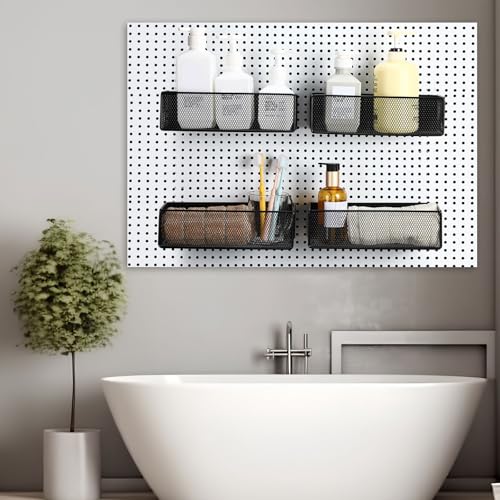 Tioncy 4 Pcs Magnetic Storage Bin Magnetic Locker Organizer for Pegboard Refrigerator Shelves Basket Container Wire Storage Holder for Kitchen Home Whiteboard(Black,10.6''l) - size: 10.6''L