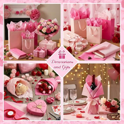 500 Sheet Pink Tissue Paper Bulk 20 x 20 Inch for Wedding Birthday Gift Bag - color: Pink, size: 20 x 20 Inch