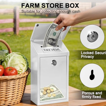 CHONOVO Metal Cash Box 10.2" with 2 Magnetic Whiteboard, White - color: White