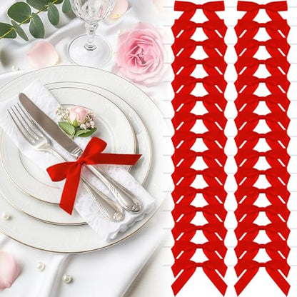 2.5" Red Satin Ribbon Bows (50 Packs) - color: Red, size: 2.5 Inch - 50pcs