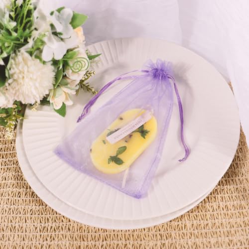 Kelfuoya 50Pcs Organza Drawstring Pouches, Purple 4"×6" Sheer Gift Bags - color: Purple-4"x6"