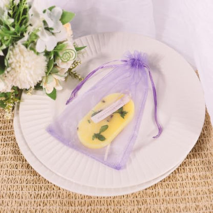 Kelfuoya 50Pcs Organza Drawstring Pouches, Purple 4"×6" Sheer Gift Bags - color: Purple-4"x6"