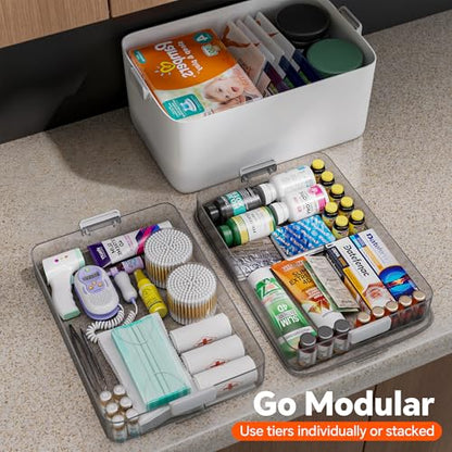 CTIME 3-Tier Medicine Organizer - Portable Medicine Cabinet with Handle - size: Regular 3-Tier