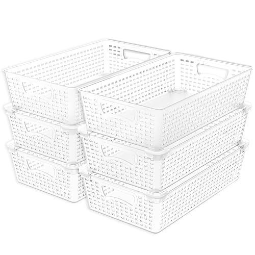 Simple Houseware Stackable Plastic Woven Basket Organizer, 6 Pack, Clear - color: Clear, size: 6 Pack