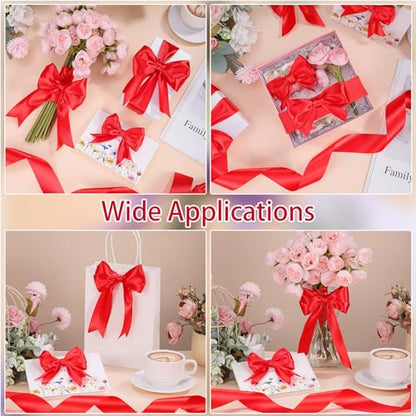 woric Red Satin Ribbon 1.5 Inch 60 Yards for Gift Wrapping - color: Red