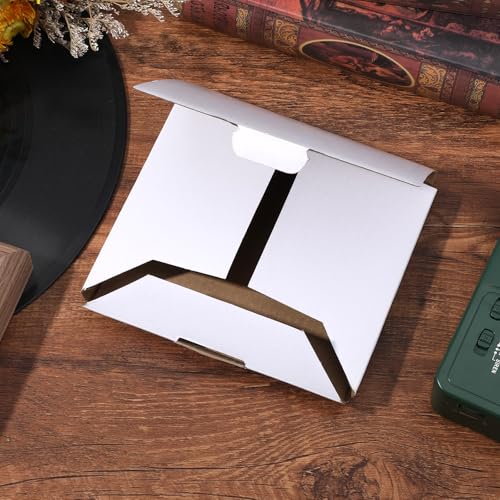 50 Pcs CD Shipping Boxes, 5 5/8" x 5" x 7/16" CD Mailer Box, Cardboard Small Corrugated Bags for Shipping, Moving, Storage, or Small Business Packaging (White)