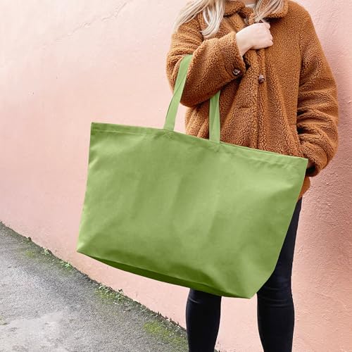 Large Canvas Tote Bag Reusable Extra Big Grocery Bags - color: Light Green