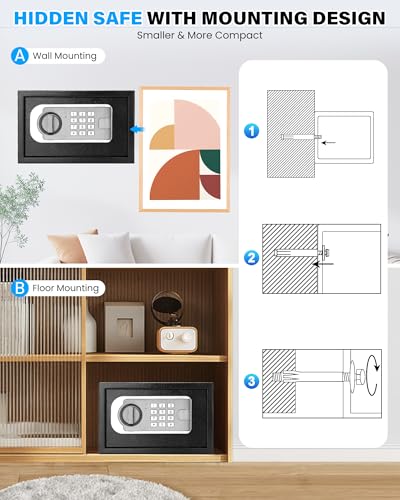 [UPGRADED] Small Safes for Home Dorm, 0.30 Cuft Mini Safe Box - size: 0.3 Cuft