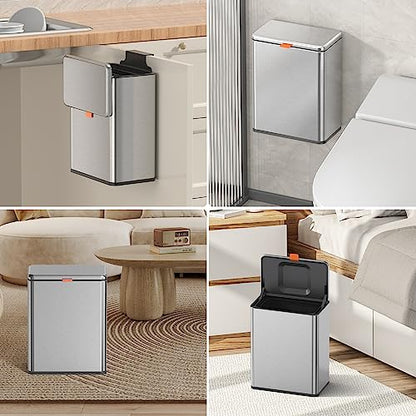 Mbillion 2.1 Gal Silver Hanging Stainless Steel Compost Bin - color: Silver, size: 2.1 Gal