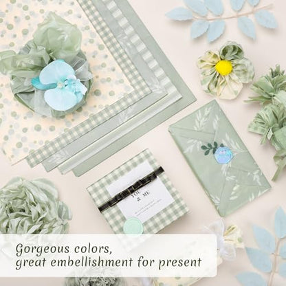 woric 120 Sheets Sage Green Tissue Paper for Gift Bags 20 x 14 Inch - color: Sage Green