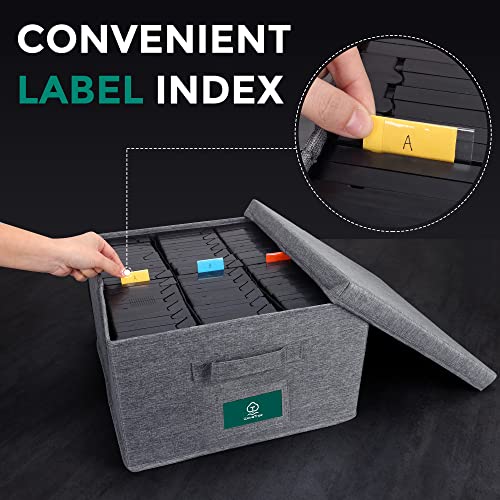 VHS Storage Box with Lid, Practical VHS Storage Case with Index Labels, 14.4 x 13.4 x 8.2 Inch VHS Holder Storage Containers to Store up to 42 VHS Tapes- Gray - size: VHS-1 Pack