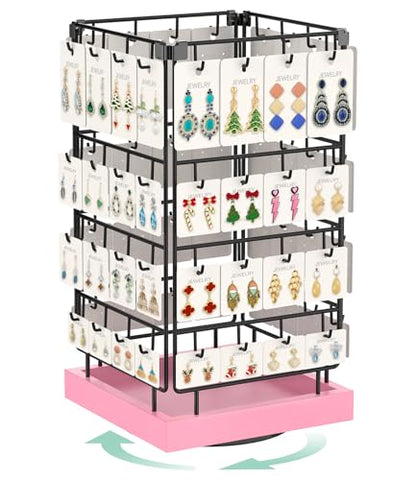 EsLuker.ly Rotating Earring Display Holder Stand for Vendors Selling, Pink - color: Pink+Black