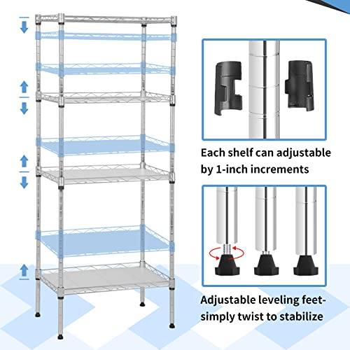 4 Tier Storage Shelves, Adjustable Wire Shelf Rack 18 x 12 x 44 - color: Chrome, size: 11.4"D x 17.3"W x 43.9"H
