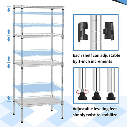 4 Tier Storage Shelves, Adjustable Wire Shelf Rack 18 x 12 x 44 - color: Chrome, size: 11.4"D x 17.3"W x 43.9"H