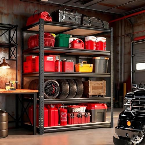 40W Garage Storage Shelves,Garage Shelves Heavy Duty,5 Tier Shelving Unit,2400LBS Capacity Heavy Duty Shelving for Garage Storage,Warehouse,72" H x40 W x20 D - size: 72" H x 40" W x 20" D