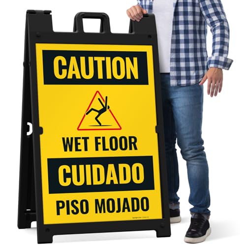 Caution Wet Floor Sign Kit, - size: 24x36 Inches, style: A-frame + 2 Panel Kit