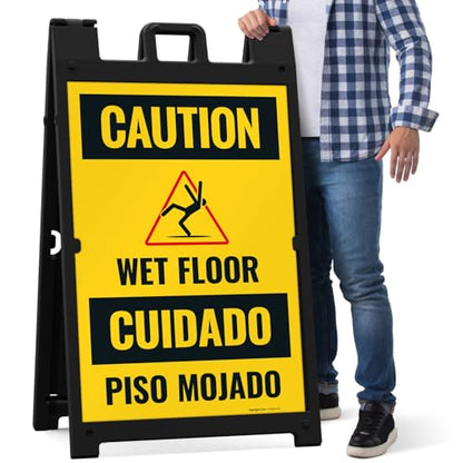 Caution Wet Floor Sign Kit, - size: 24x36 Inches, style: A-frame + 2 Panel Kit