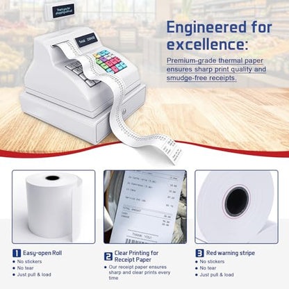 (100 Rolls) Premium 2 1/4 x 85 Thermal Paper Rolls - BPA Free Credit Card Receipt Paper for POS, ATM & Restaurant Printers - size: 100 Rolls 2 1/4" x 85' Thermal Paper