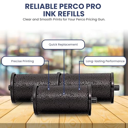 Perco Ink Roll for Perco Pro (1 and 2 Line) Price and Date Guns - Pack of 4 Replacement Inkers - Easy to Load, Premium, Clear & Bold Prints - Made in USA - size: 4 Pack