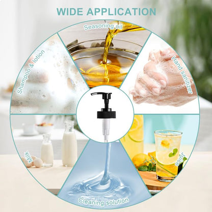 Gallon Pump Dispenser, Fits Most 1 Gallon Jugs and Containers 38/400 Snow Cone Syrup Pump Lid Top Replacement for Sanitizer, Lotion, Shampoo, Conditioner (Balck - 6 Pack) - color: Balck-6pcs