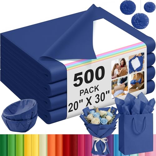 500 Sheets Navy Blue Tissue Paper Bulk 20 x 30 Inch for Rosh Hashanah Gifts - color: Navy Blue, size: 20 x 30 Inch