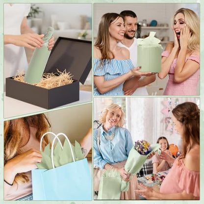 woric 160 Sheets Sage Green Tissue Paper for Gift Bags 20 X 14 Inches - color: Sage Green