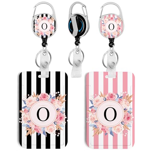 2 Pack A-Z Letter ID Badge Holder with Clip Badge Reels - color: 2pack-o