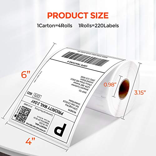 MUNBYN 4"x6" Thermal Shipping Labels, 880 PCs/4 Rolls(220 Pcs per Roll) - style: 220*4 Labels