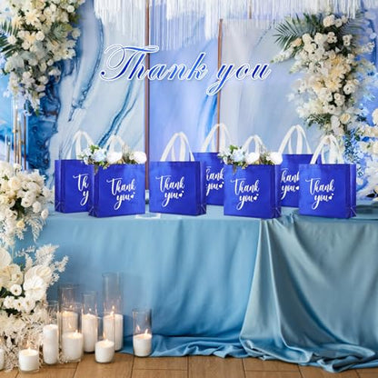Sweetude 30 Thank You Non Woven Gift Bag, 11 x 12 x 5 Inch, Royal Blue - color: Royal Blue, size: 11 X 12 X 5 Inch