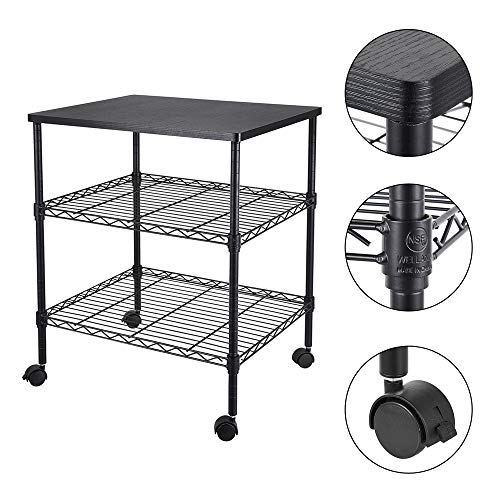 3-Tier Shelf, Adjustable Wire Metal Rack Shelving, Heavy Duty Standing Storage Shelves, Garage, Kitchen, Office, Bathroom, Shelfs Easy Assembly, 22" W x 18" D x 26" H Desktop, Black - color: Black, size: 3-tier 22.05"W x 18.11"D x 26.38"H Desktop