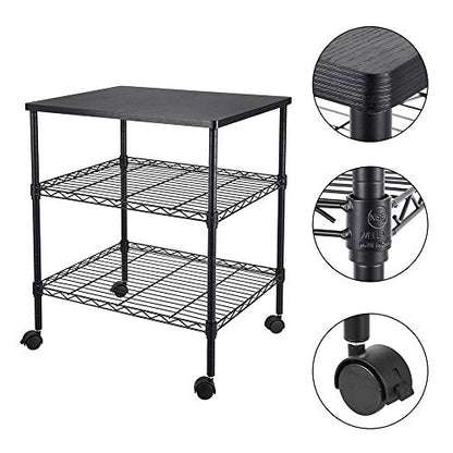 3-Tier Shelf, Adjustable Wire Metal Rack Shelving, Heavy Duty Standing Storage Shelves, Garage, Kitchen, Office, Bathroom, Shelfs Easy Assembly, 22" W x 18" D x 26" H Desktop, Black - color: Black, size: 3-tier 22.05"W x 18.11"D x 26.38"H Desktop