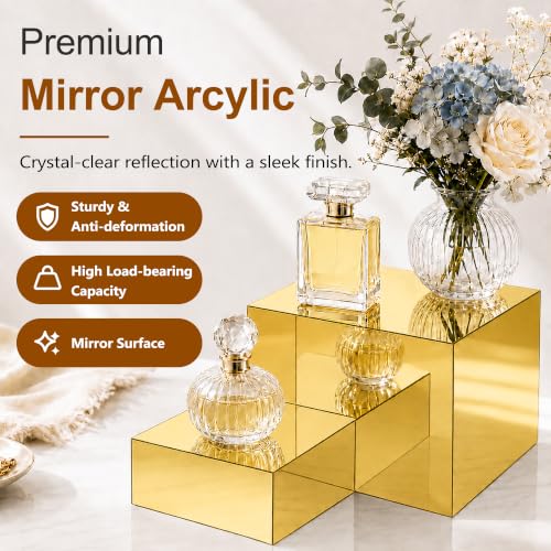 4Pcs Acrylic Risers Display Stands, Food Risers for Buffet Table, Gold - color: Gold
